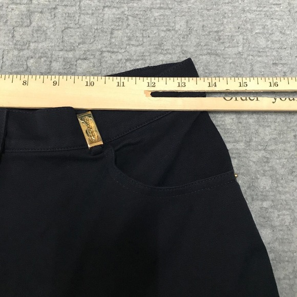 St. John Sport Pants Womens 4 Black Straight Leg Gold Hardware Made in USA Logo - Picture 5 of 9